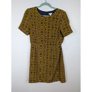 Fossil Dress Womens 6 Silk Short Sleeve Animal Print Lined Casual Retro Chic